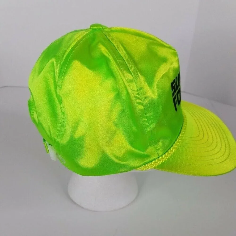 Super Force Cap Vintage 90s TV‎ Show Snapback Hat Neon Green Nylon Rope Glows